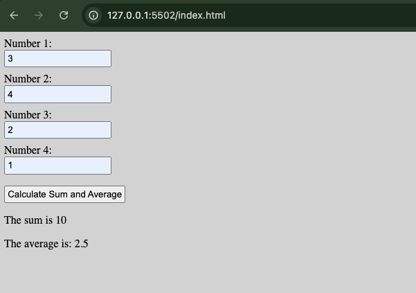 Sum and average calculator working fine