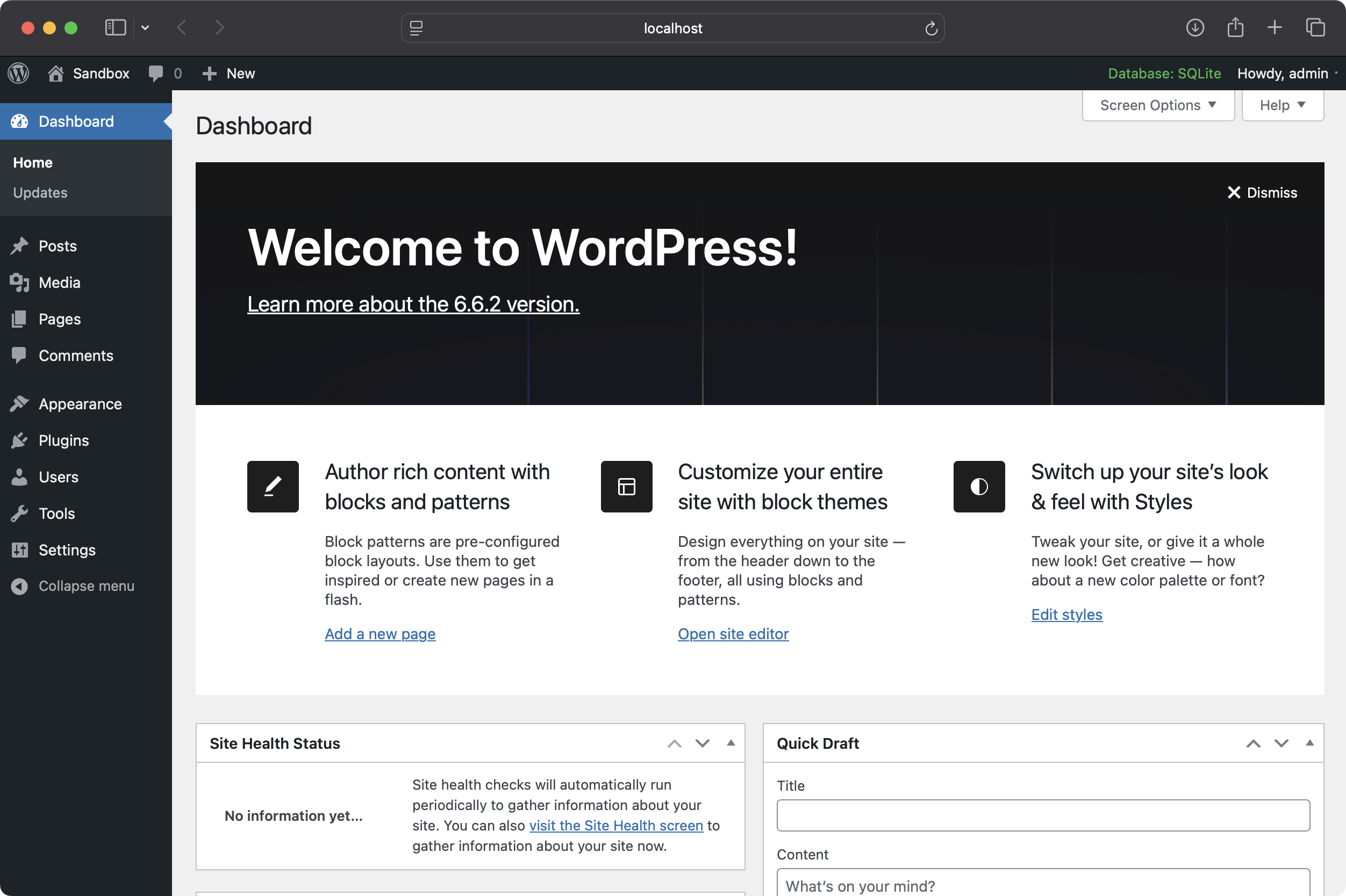 The WordPress Dashboard