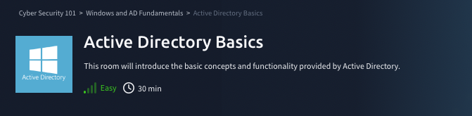 Window and AD Fundamentals: Active Directory Basics (TryHackMe)