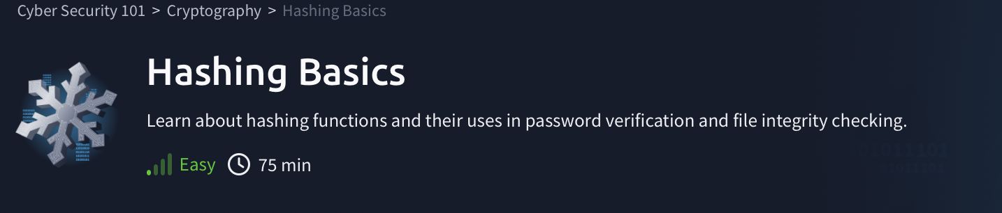 Cryptography: Hashing Basics (TryHackMe)