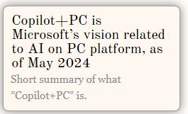 Copilot+PC is Microsoft vision related to AI on PC platform, as of May 2024