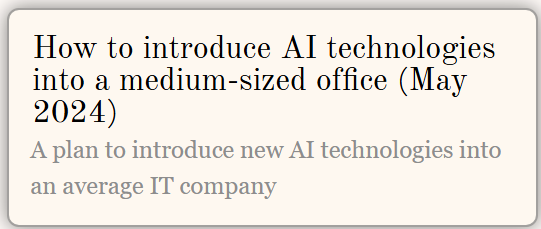 How to introduce AI technologies into a medium-sized office (May 2024)