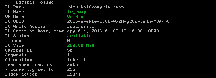 Figure-24 Confirmation lv_swap was created