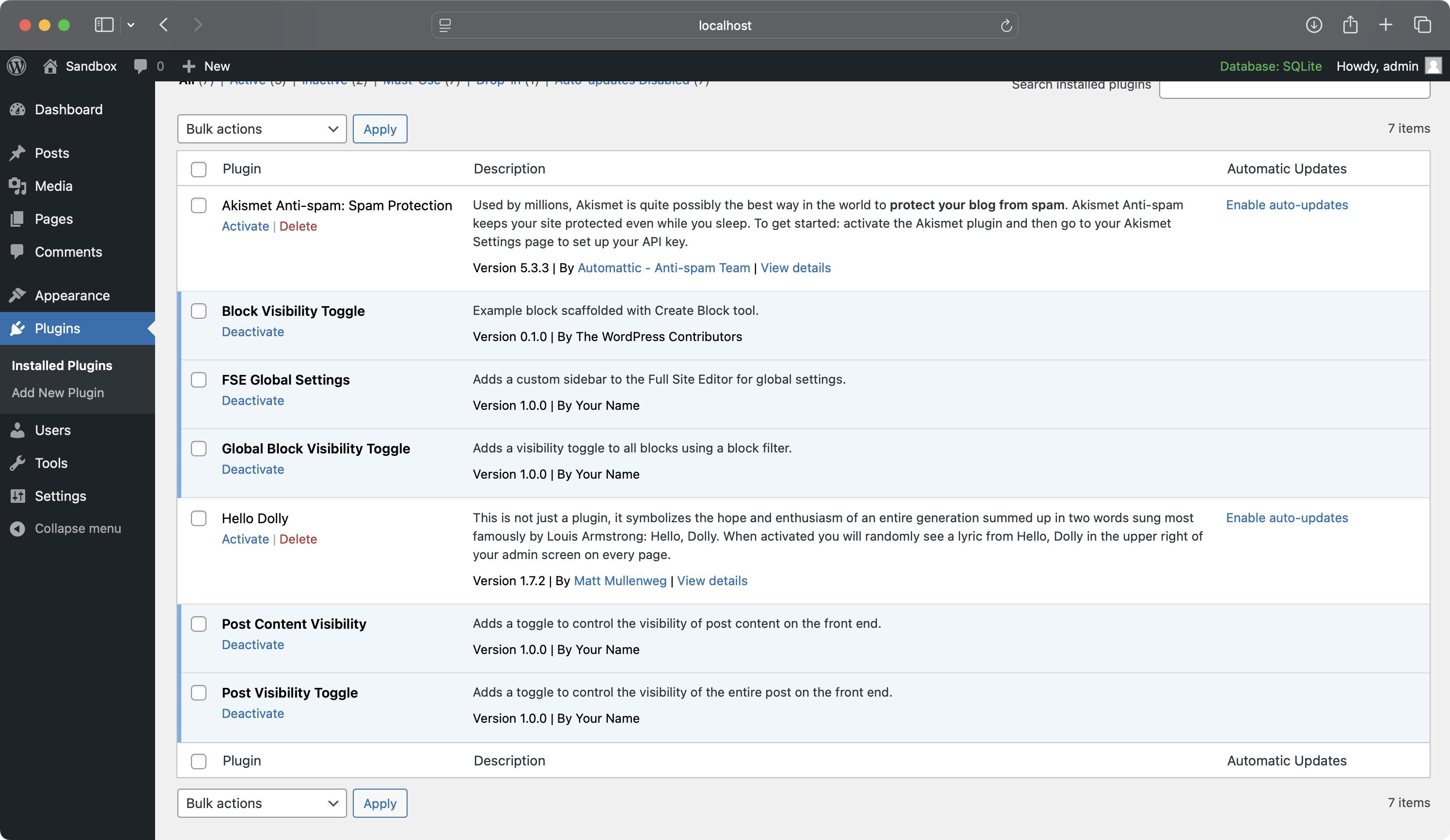 Activate the FSE Global Settings plugin