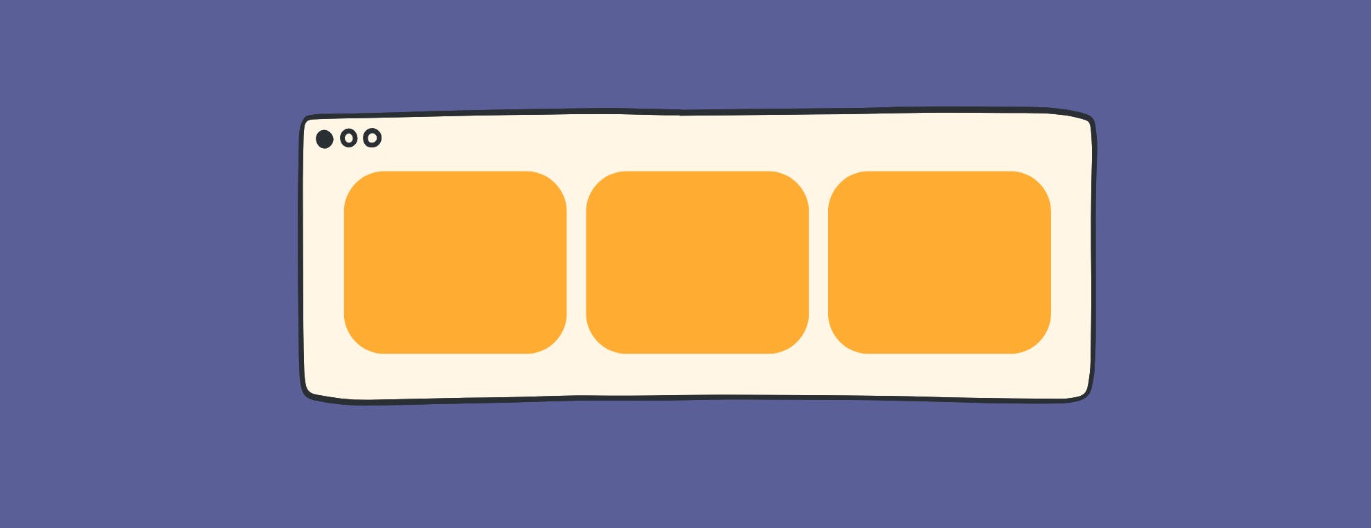 A diagram of a flex container with 3 flex items with an equal width.