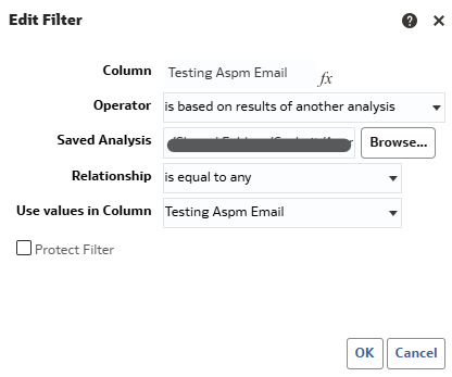 Figure 5. Filter in which recipients are matched with those from the control analysis