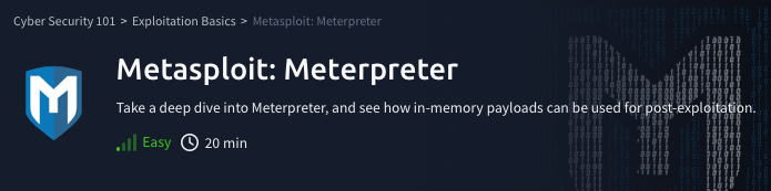 Exploitation Basics: Metasploit: Meterpreter (TryHackMe)