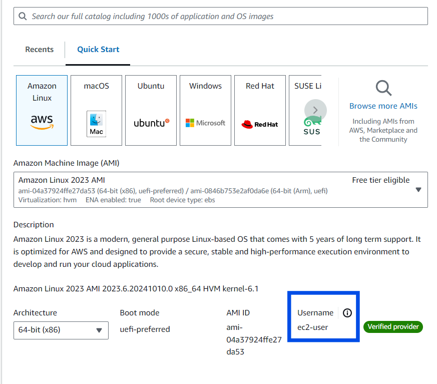 Amazon Machine Image (AMI) Default Username