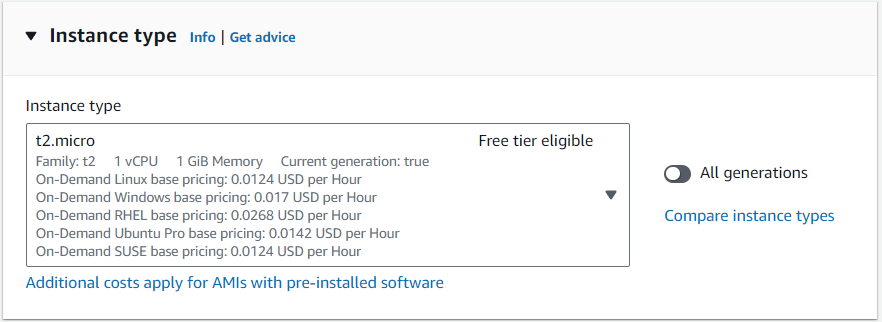 Instance Type for EC2