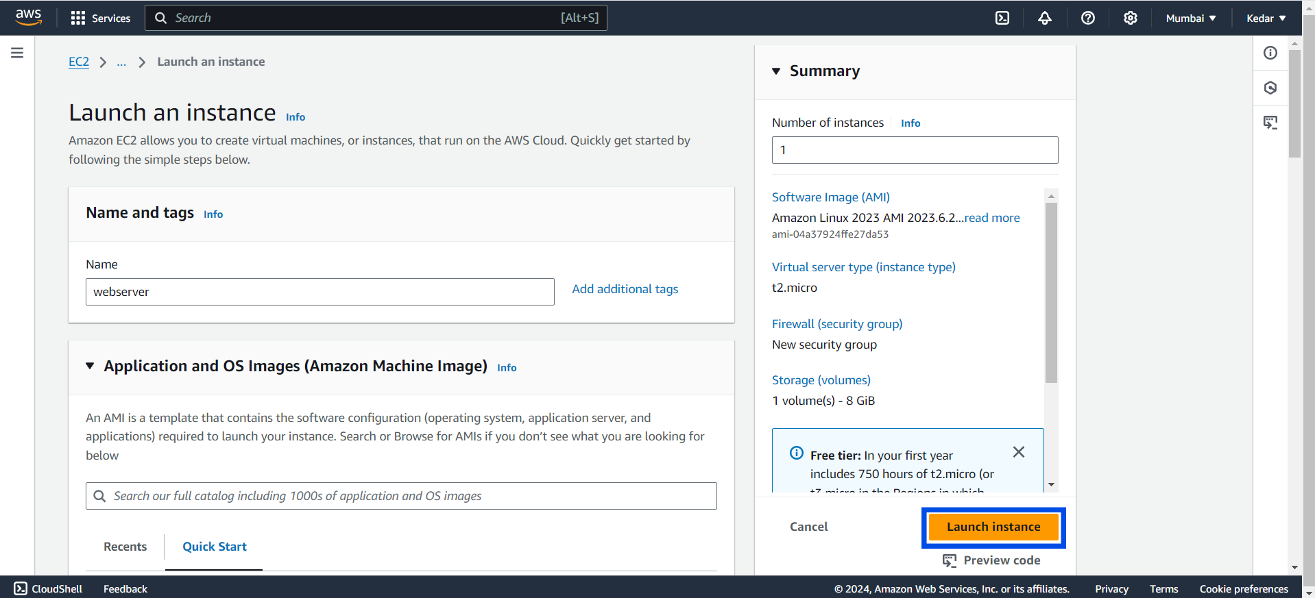 Launch AWS EC2 Instance