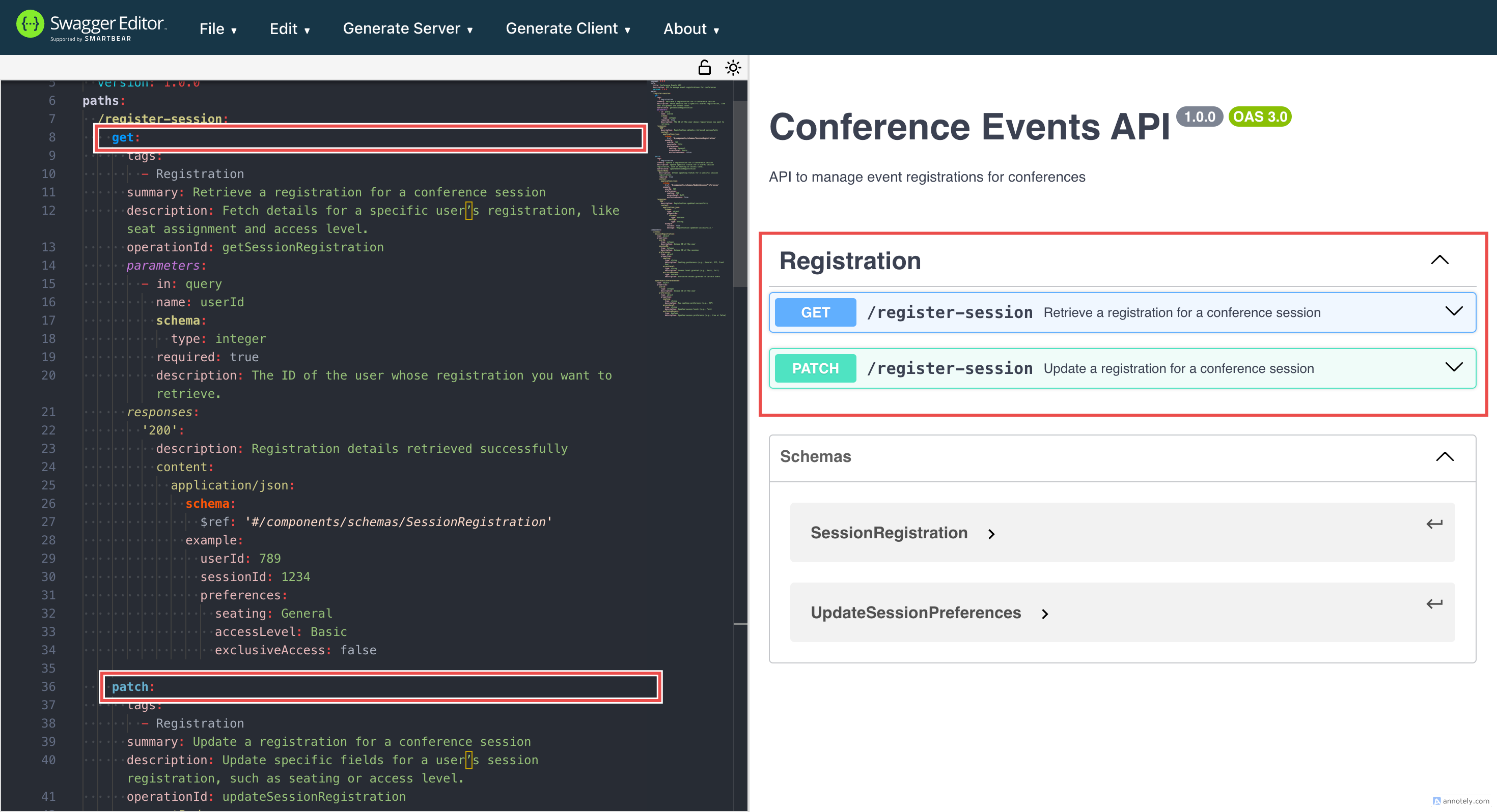 Multiple methods in one operation in an OpenAPI spec