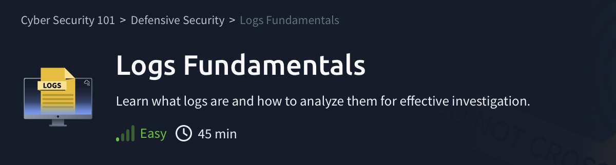 Defensive Security: Logs Fundamentals (TryHackMe)