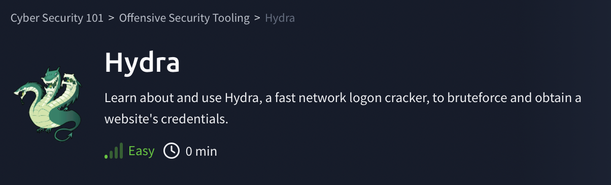 Offensive Security Tooling: Hydra (TryHackMe)