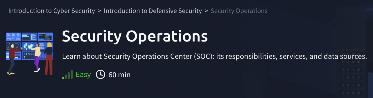 Introduction to Defensive Security: Security Operations (TryHackMe)