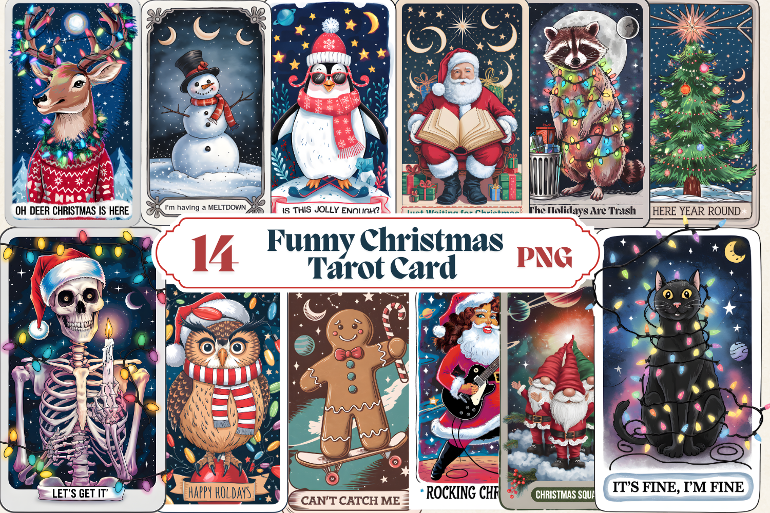 Funny Christmas Tarot Card Sublimation, Free