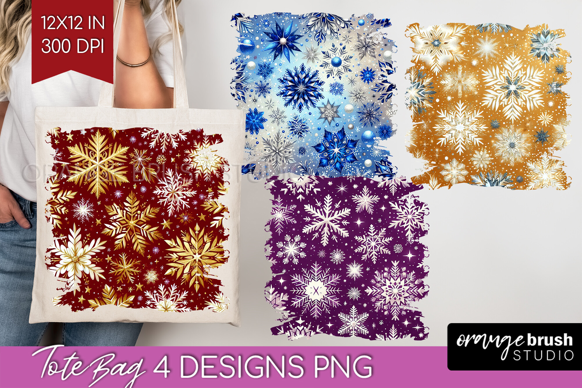 Snoflakes Tote Bag PNG Sublimation Free