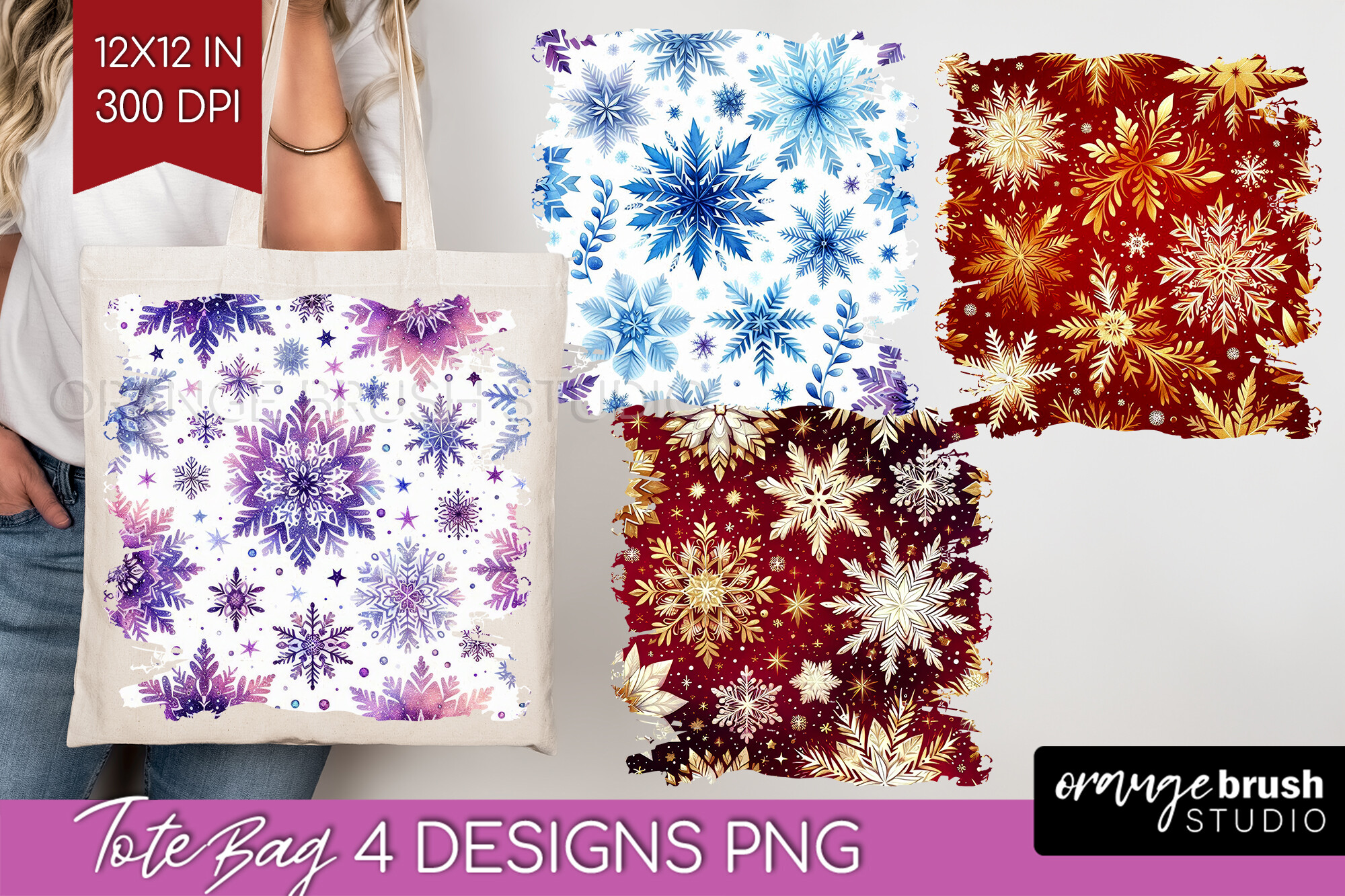 Snoflakes Tote Bag PNG Sublimation Free