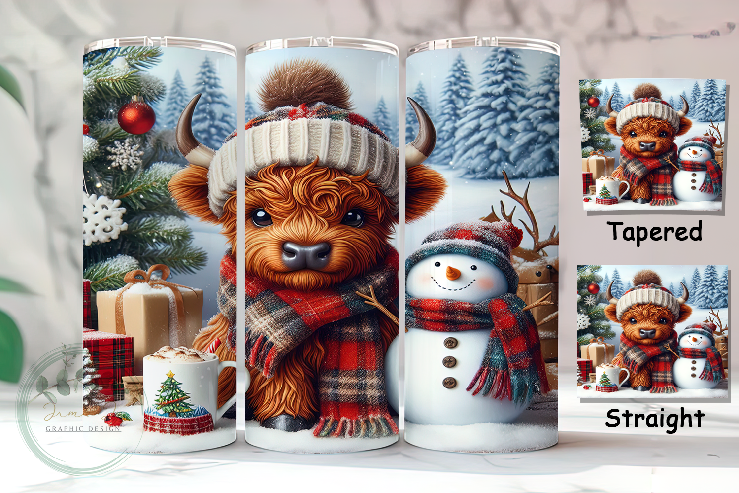 Christmas Highland Cow Snowman Tumbler Free