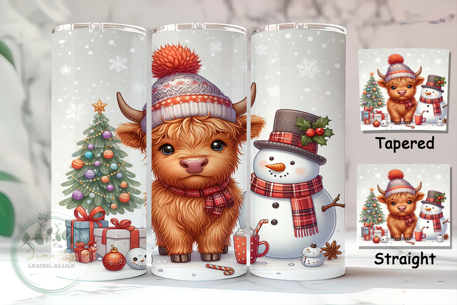 Christmas Highland Cow Snowman Tumbler Free