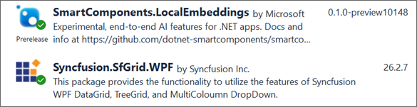 SmartComponents and Syncfusion.SFGrid.WPF NuGet packages