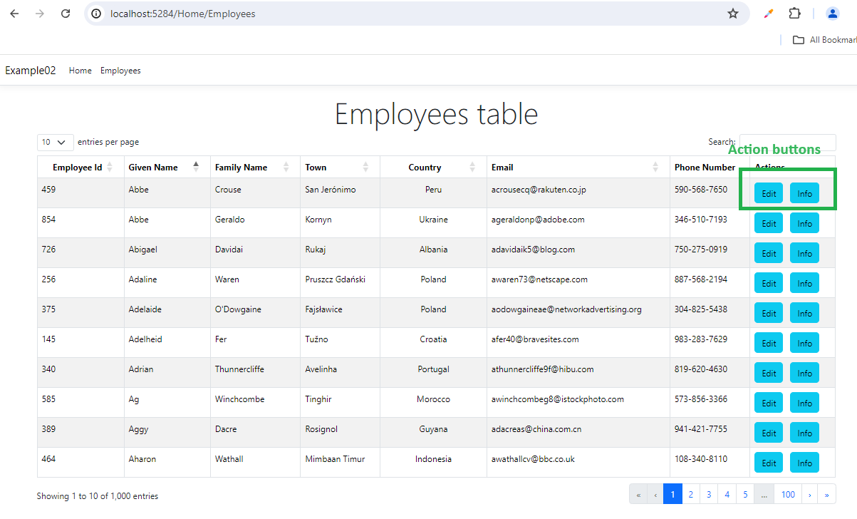 ASP.NET8 using DataTables.net – Part2 – Action buttons