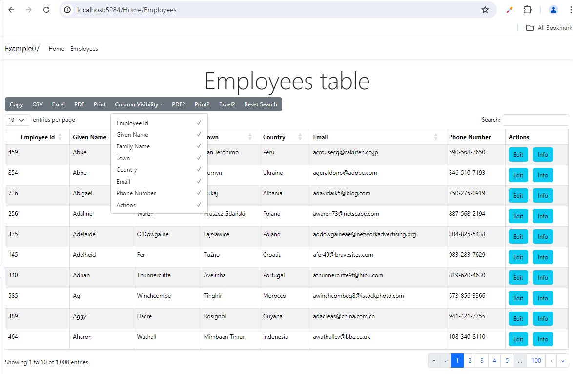 ASP.NET8 using DataTables.net – Part7 – Buttons regular