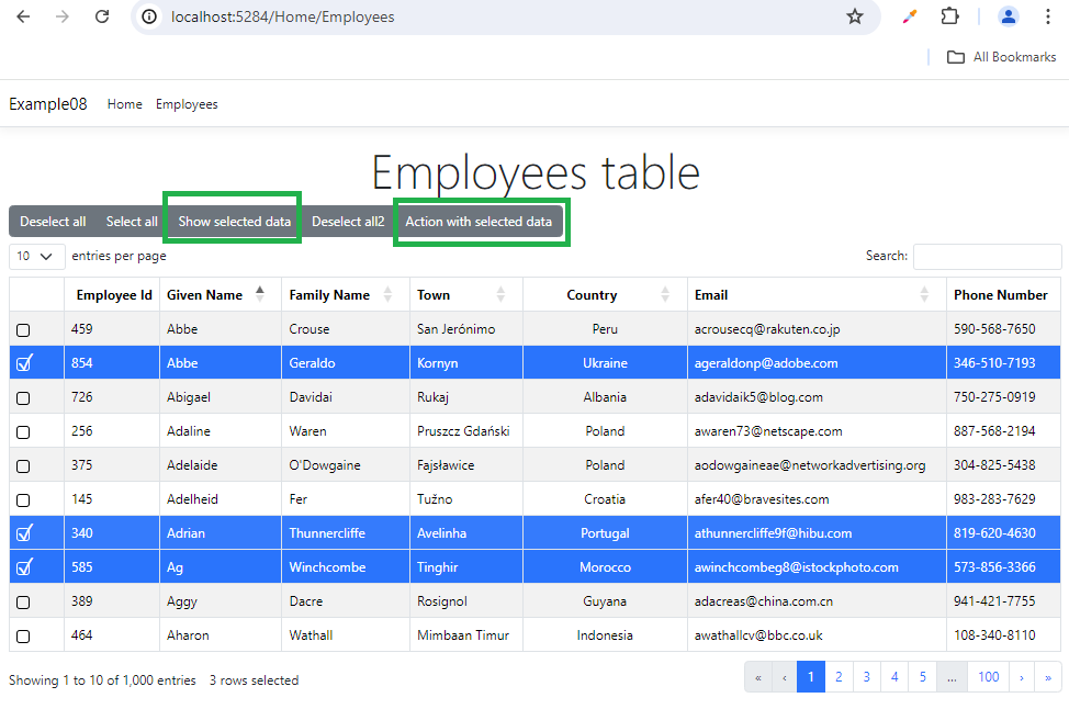 ASP.NET8 using DataTables.net – Part8 – Select rows