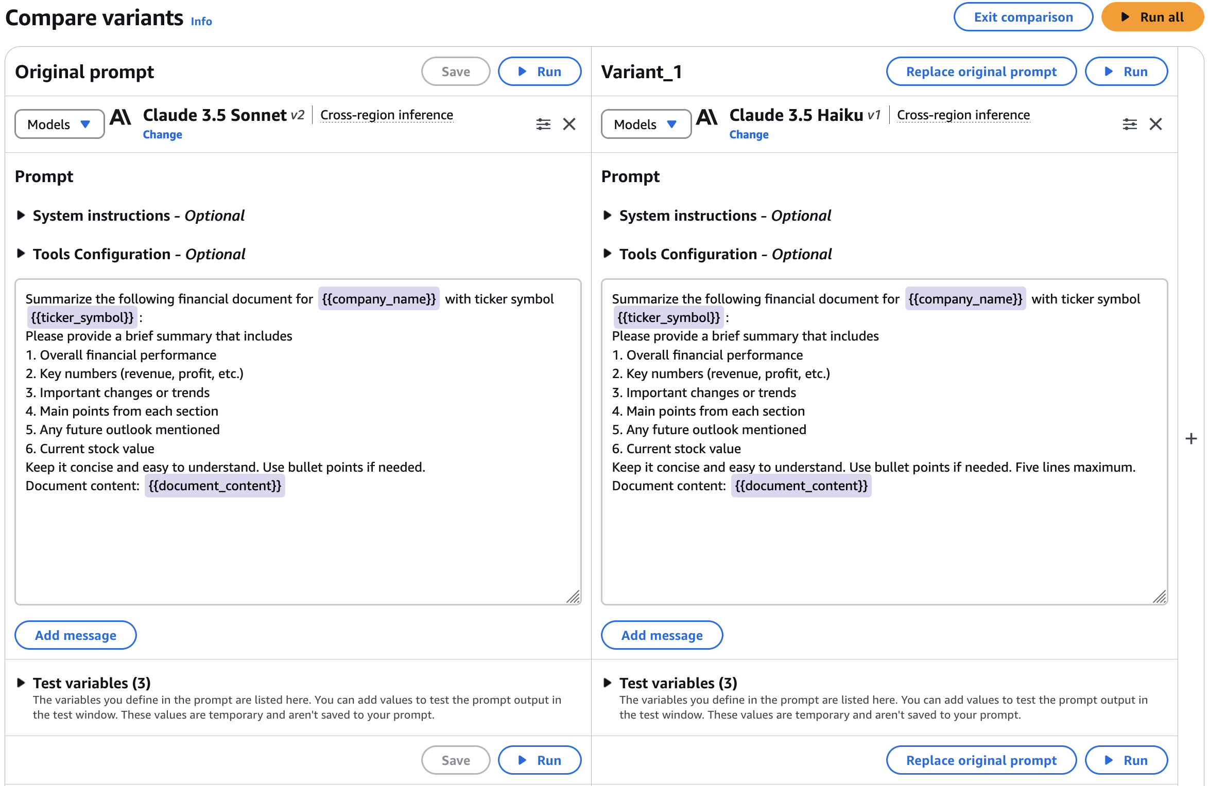 New features in Amazon Bedrock Prompt Management