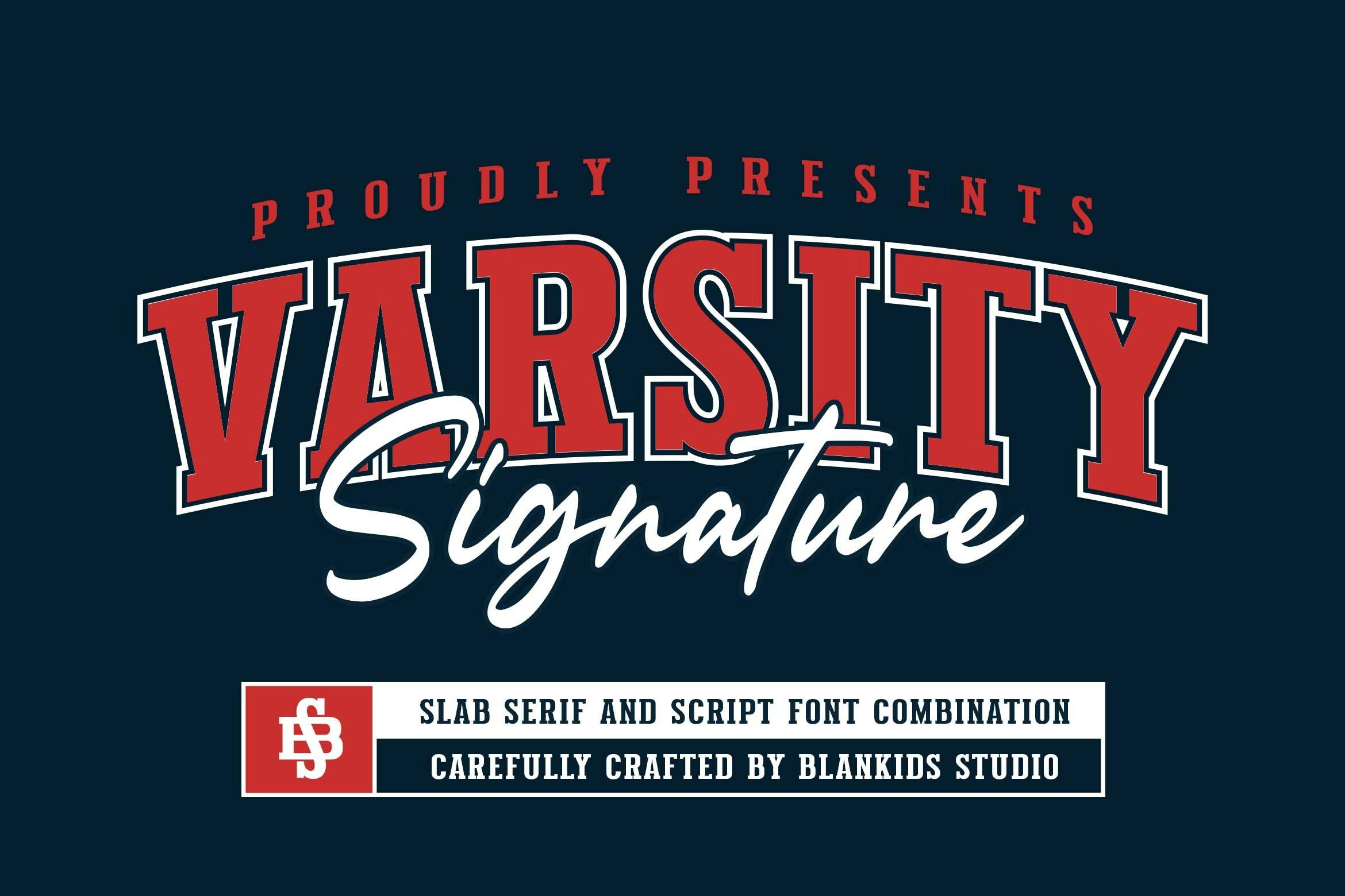 Varsity Signature Font Example