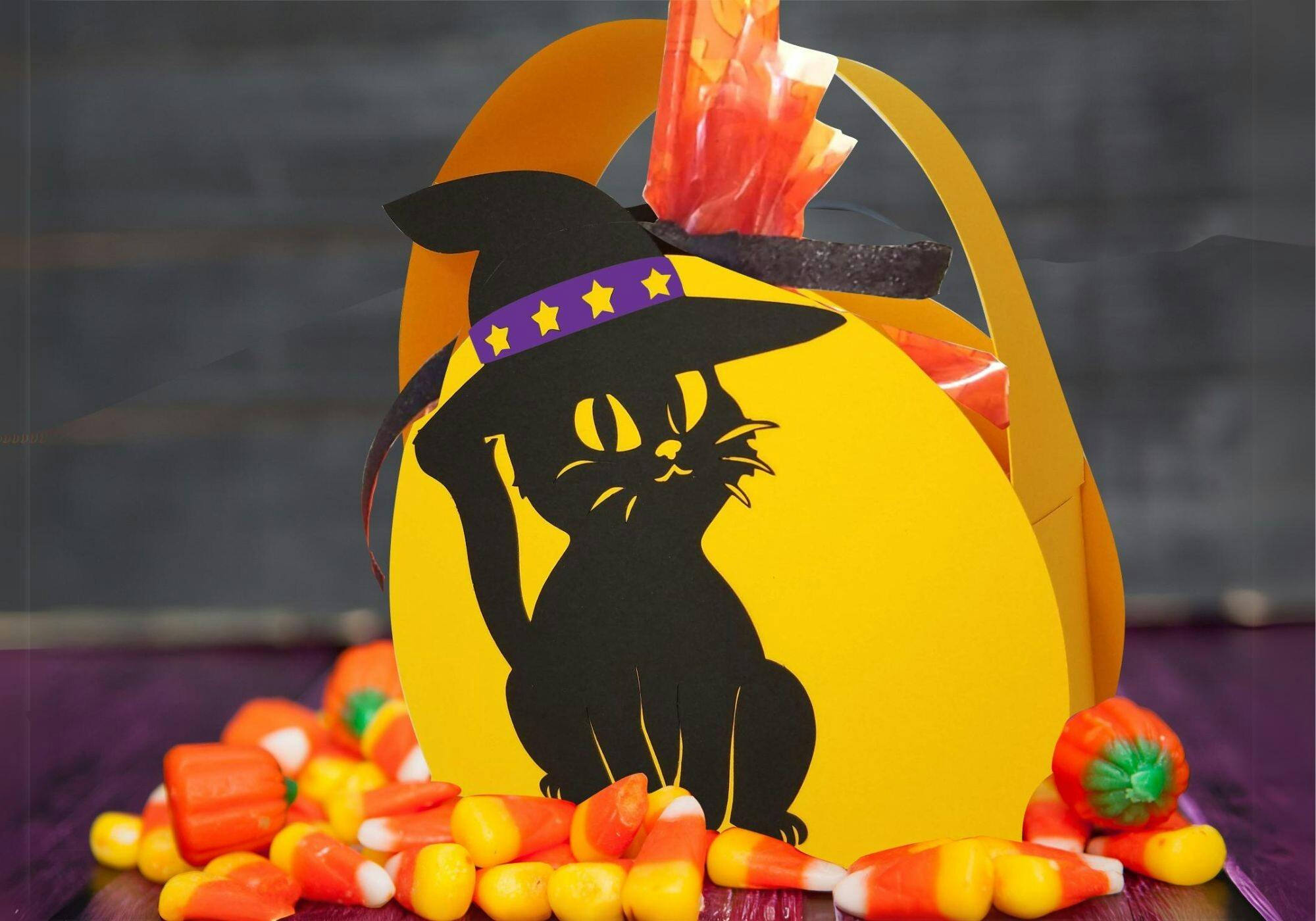 Halloween Black Cat Basket