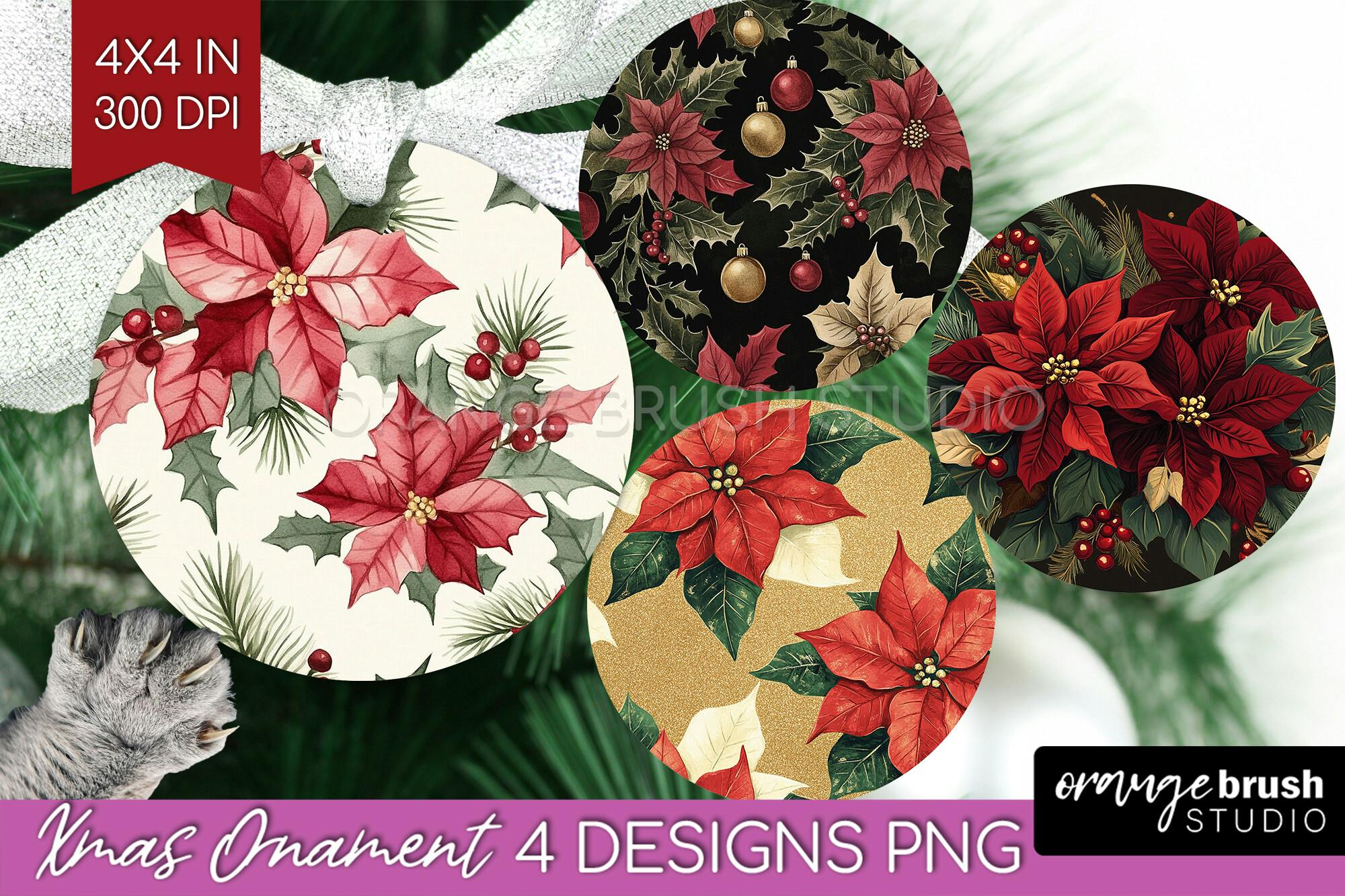 Beautiful Poinsettia Christmas Ornament Design