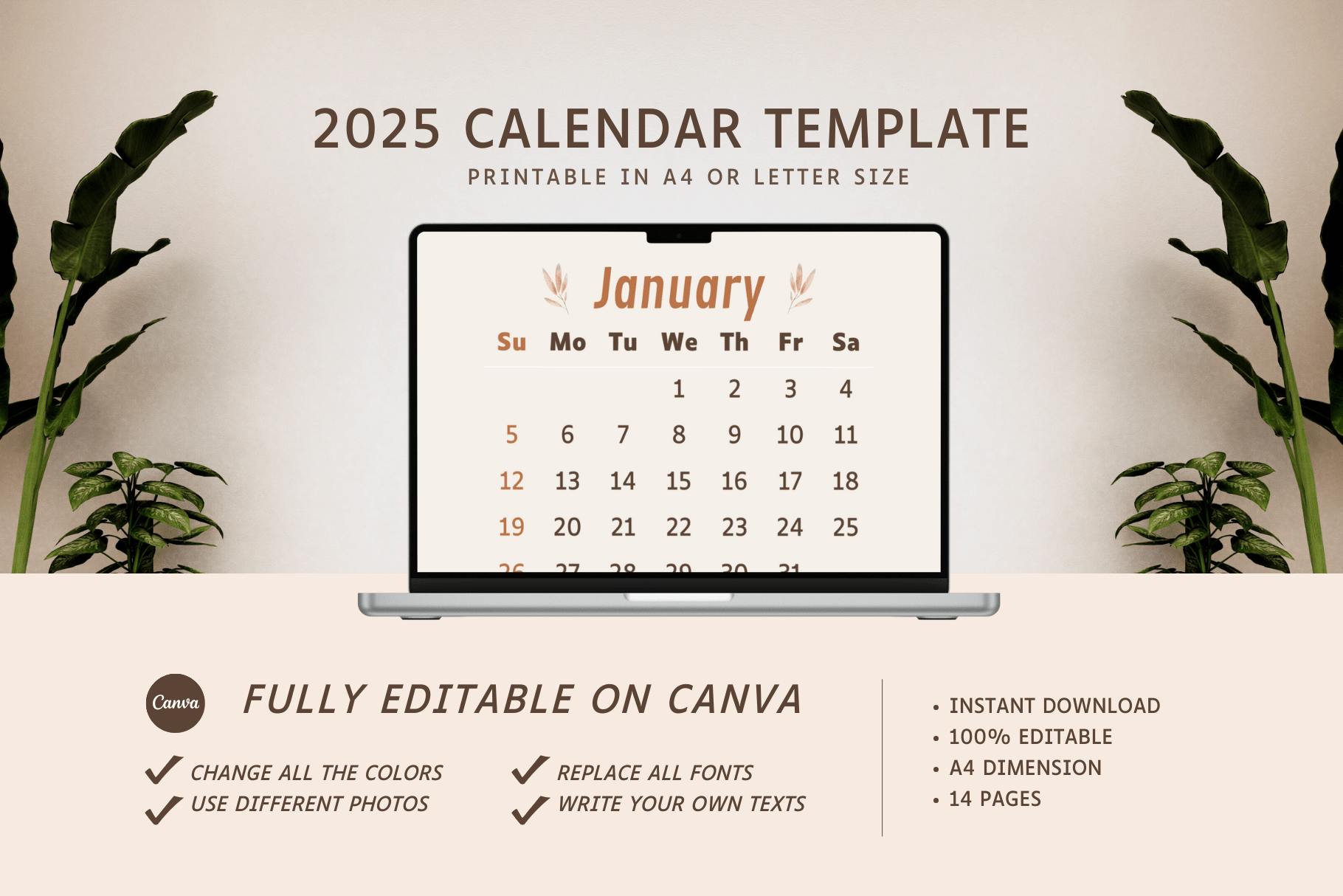 Customizable Calendar Template