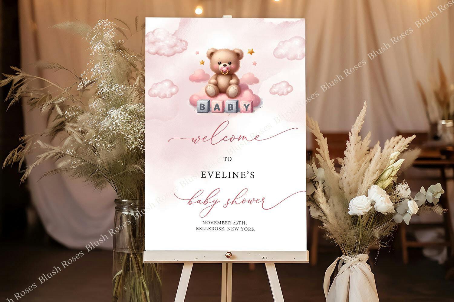 Cute Teddy Bear Baby Shower Poster