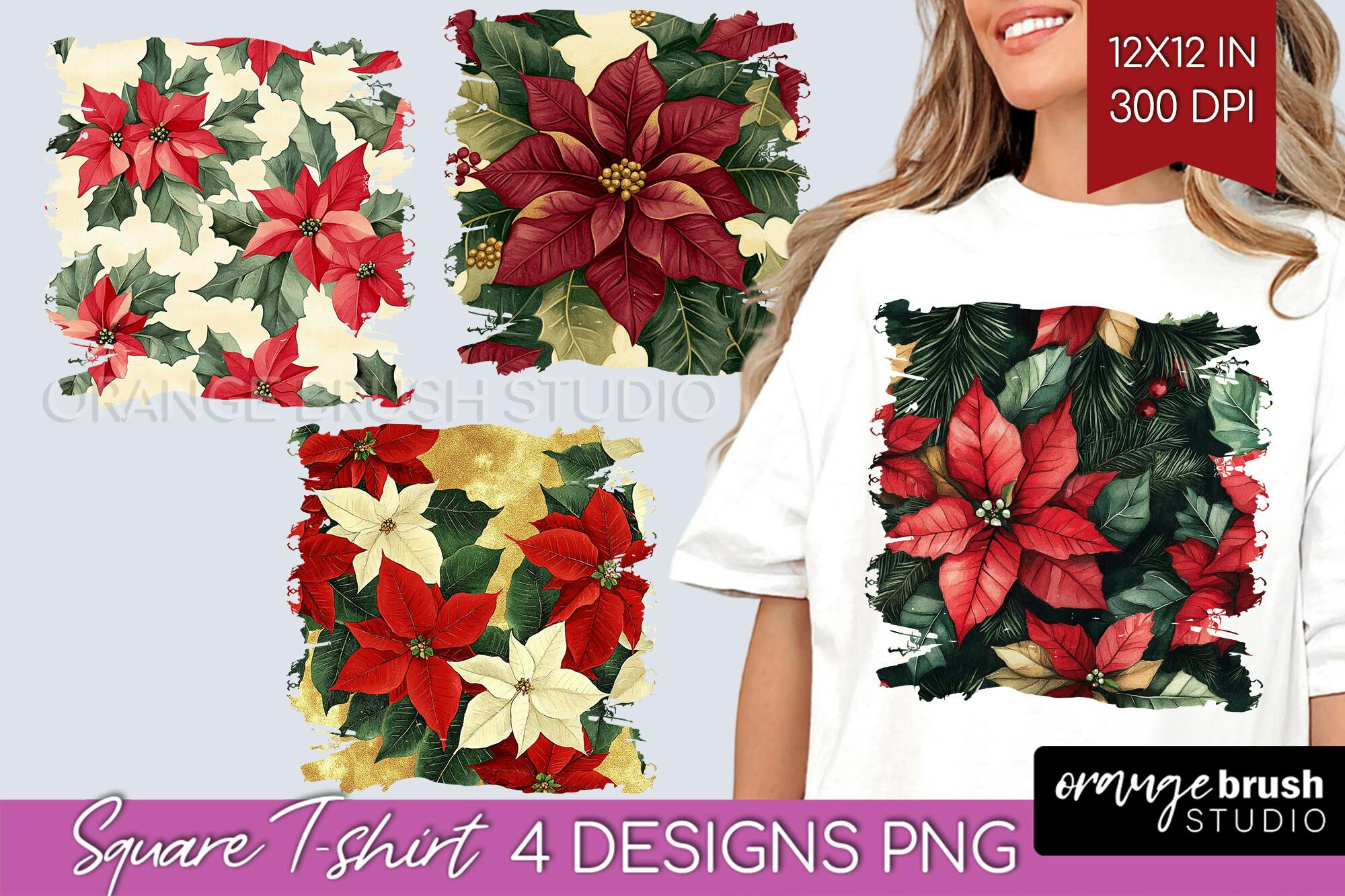 Poinsettia Square T-Shirt Design