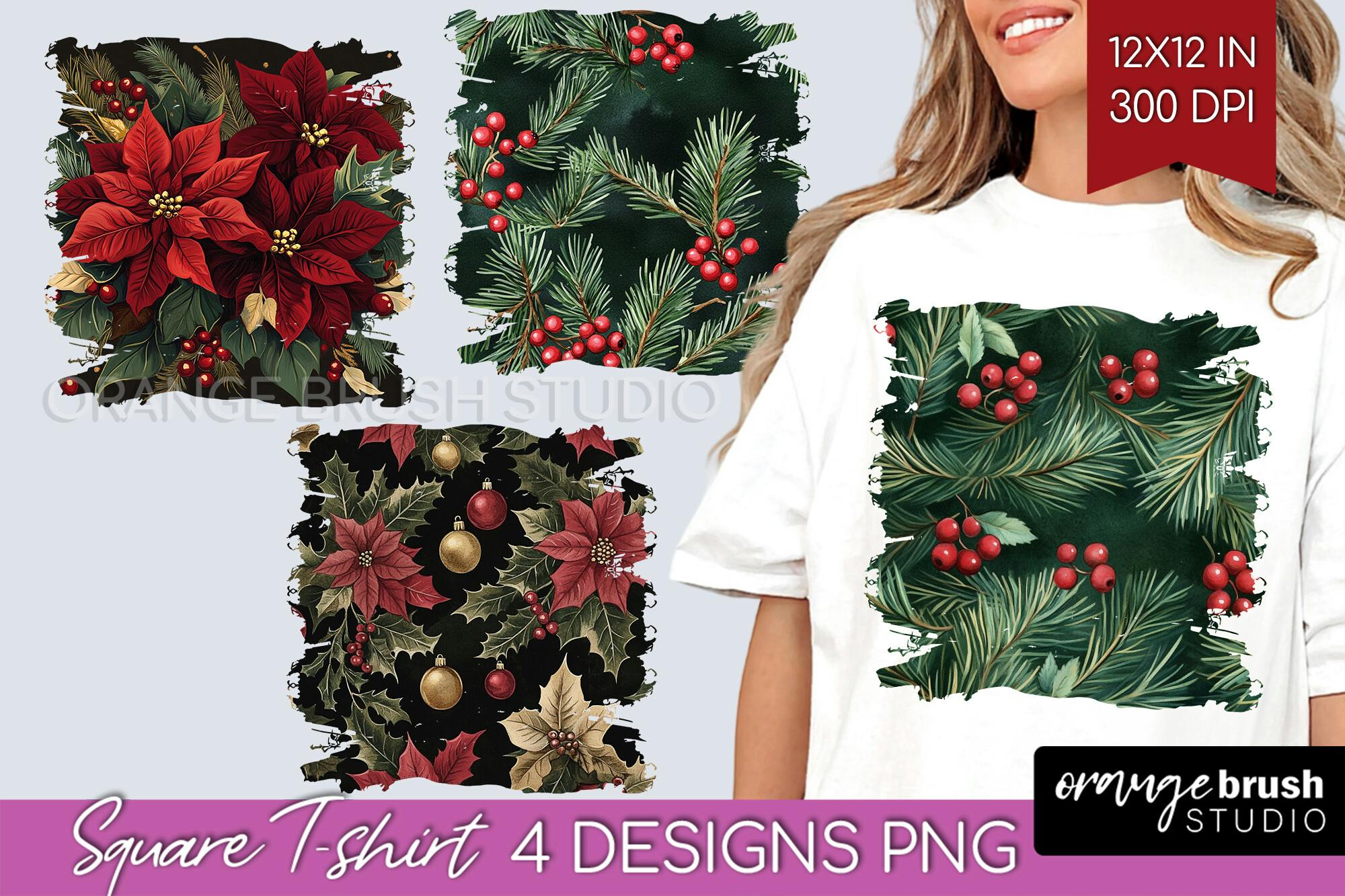 Poinsettia Square T-Shirt Design