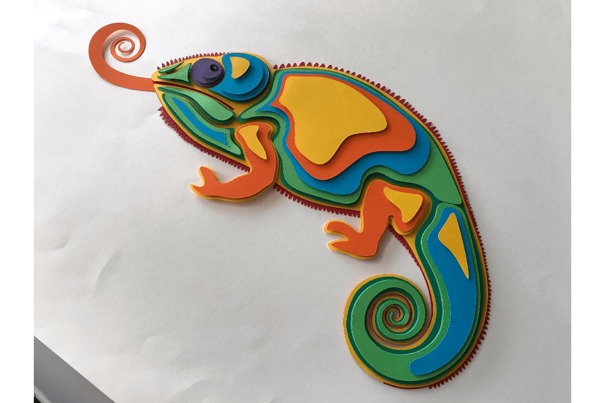 Colorful Chameleon Papercraft