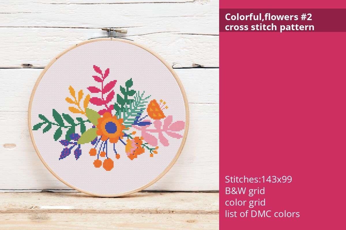 Colorful Flowers Cross Stitch