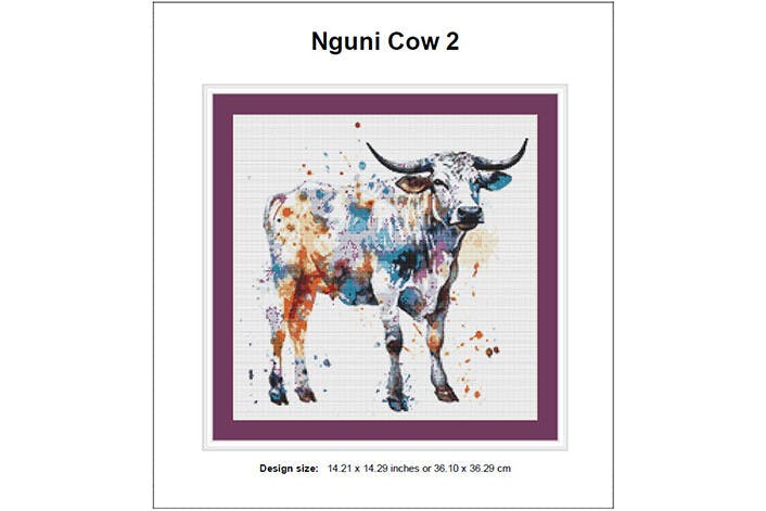 Colorful Nguni Cow Cross Stitch