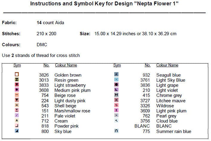 Nepta Flower Pattern Size