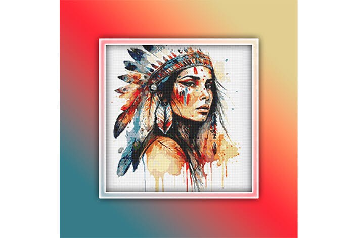 Native Indian Woman Cross Stitch Pattern