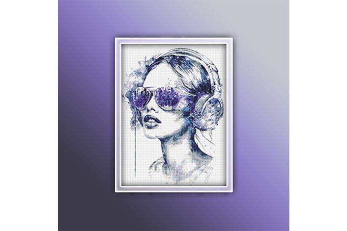 Musical Woman Cross Stitch Pattern