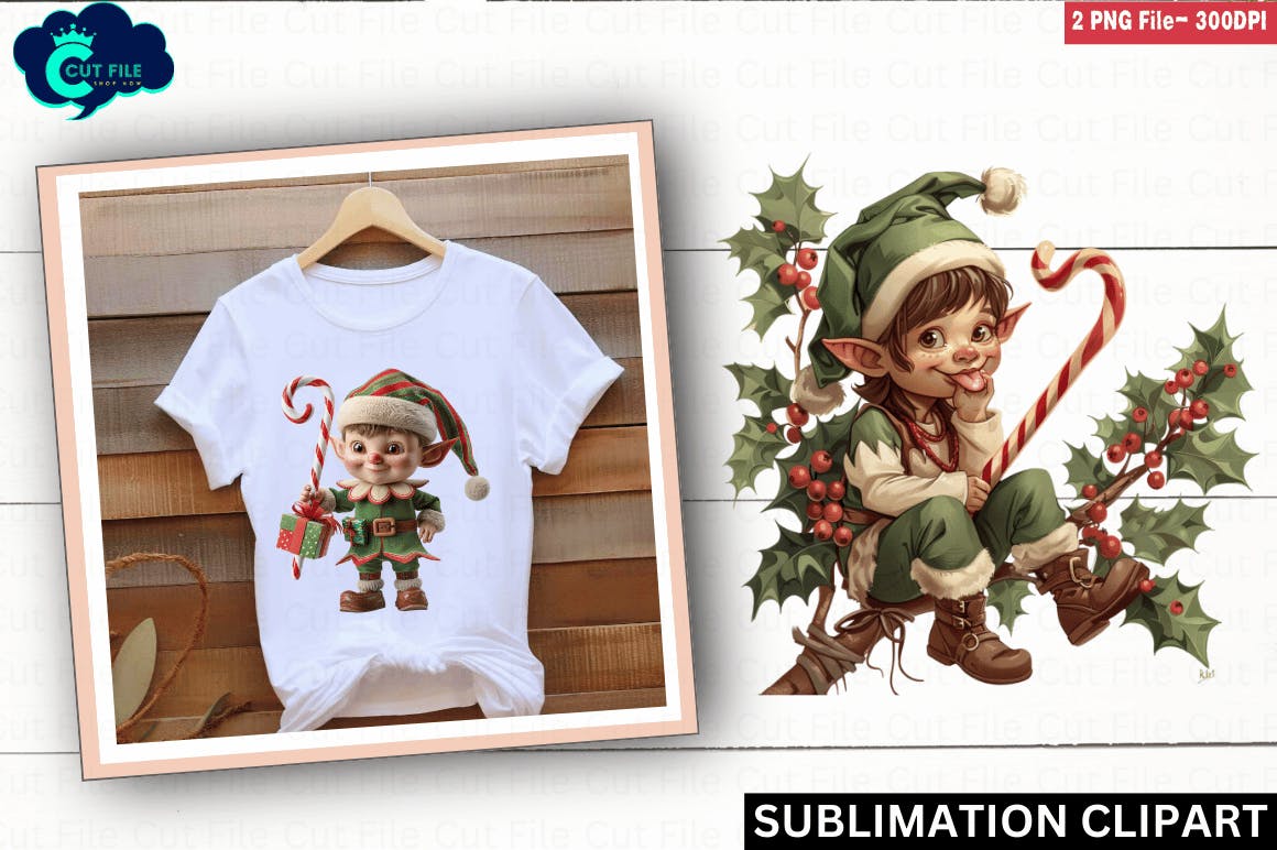 Christmas Elf Sublimation Clipart