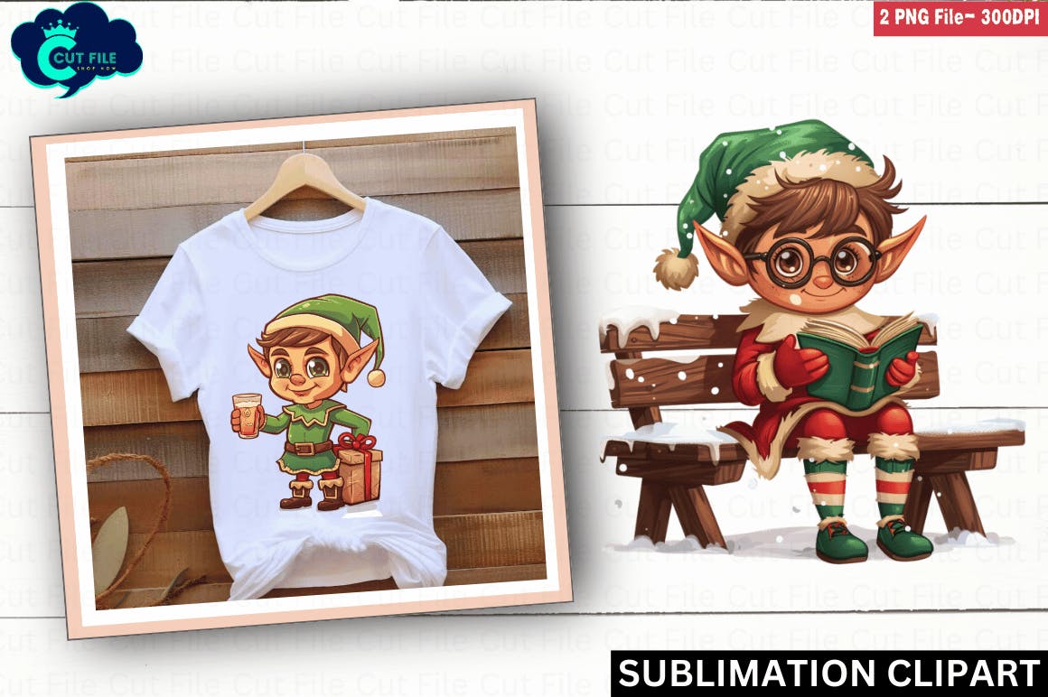 Christmas Elf Sublimation Clipart