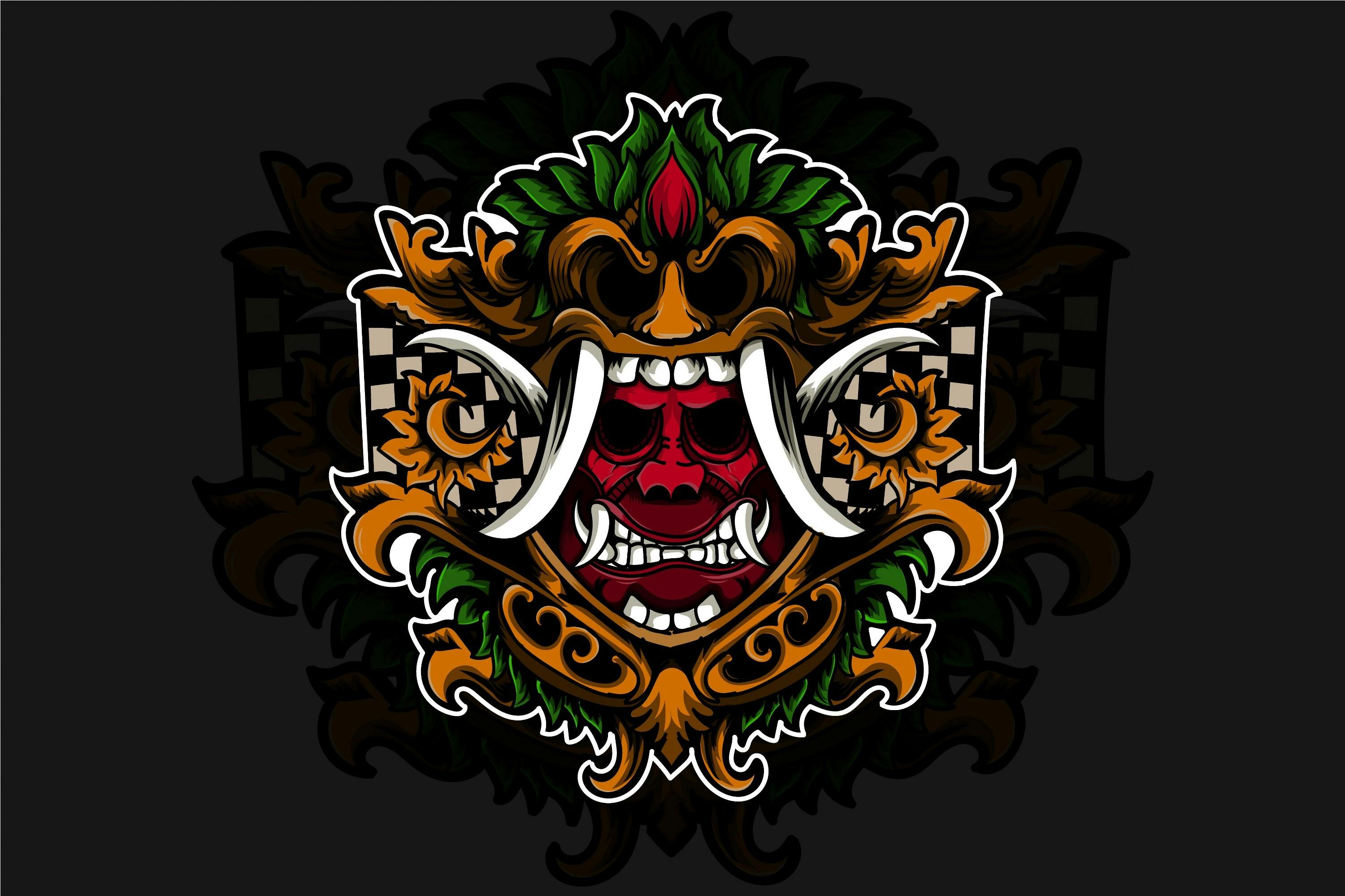 Skull with Bali Vector Illustration