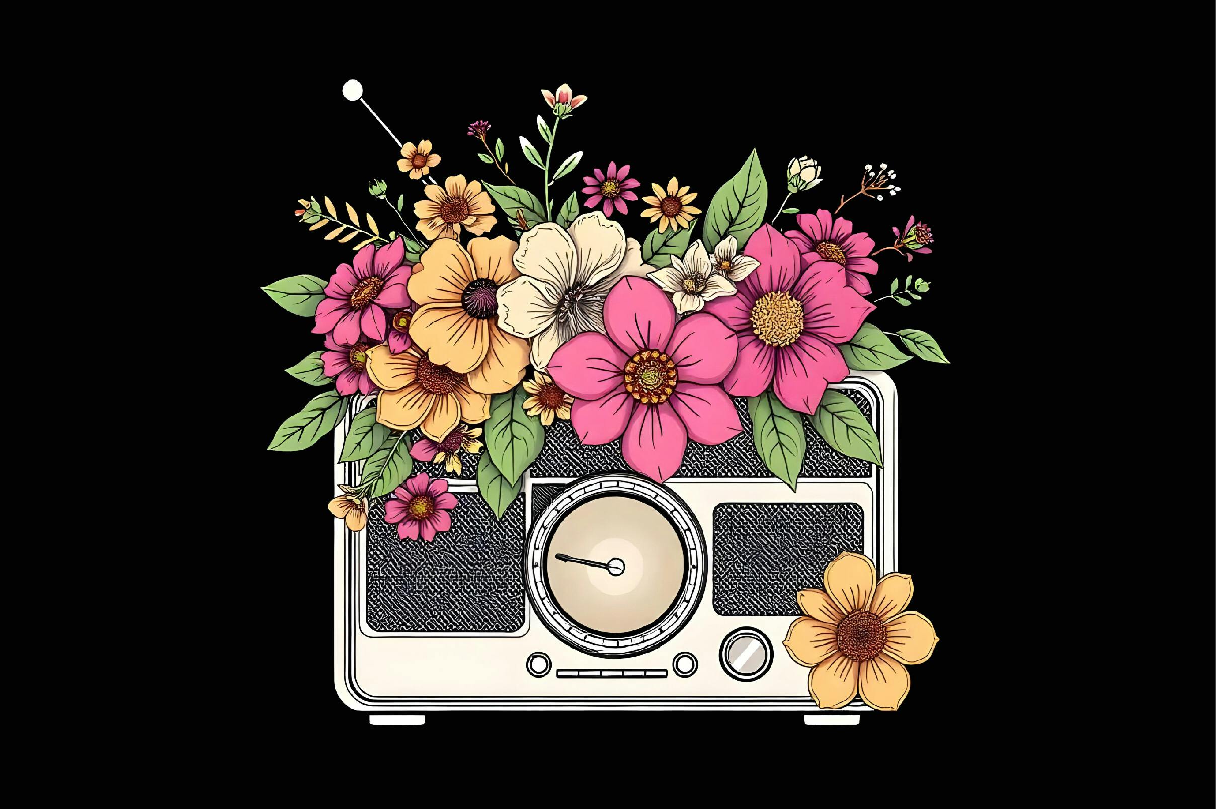 Floral Radio T-Shirt Design