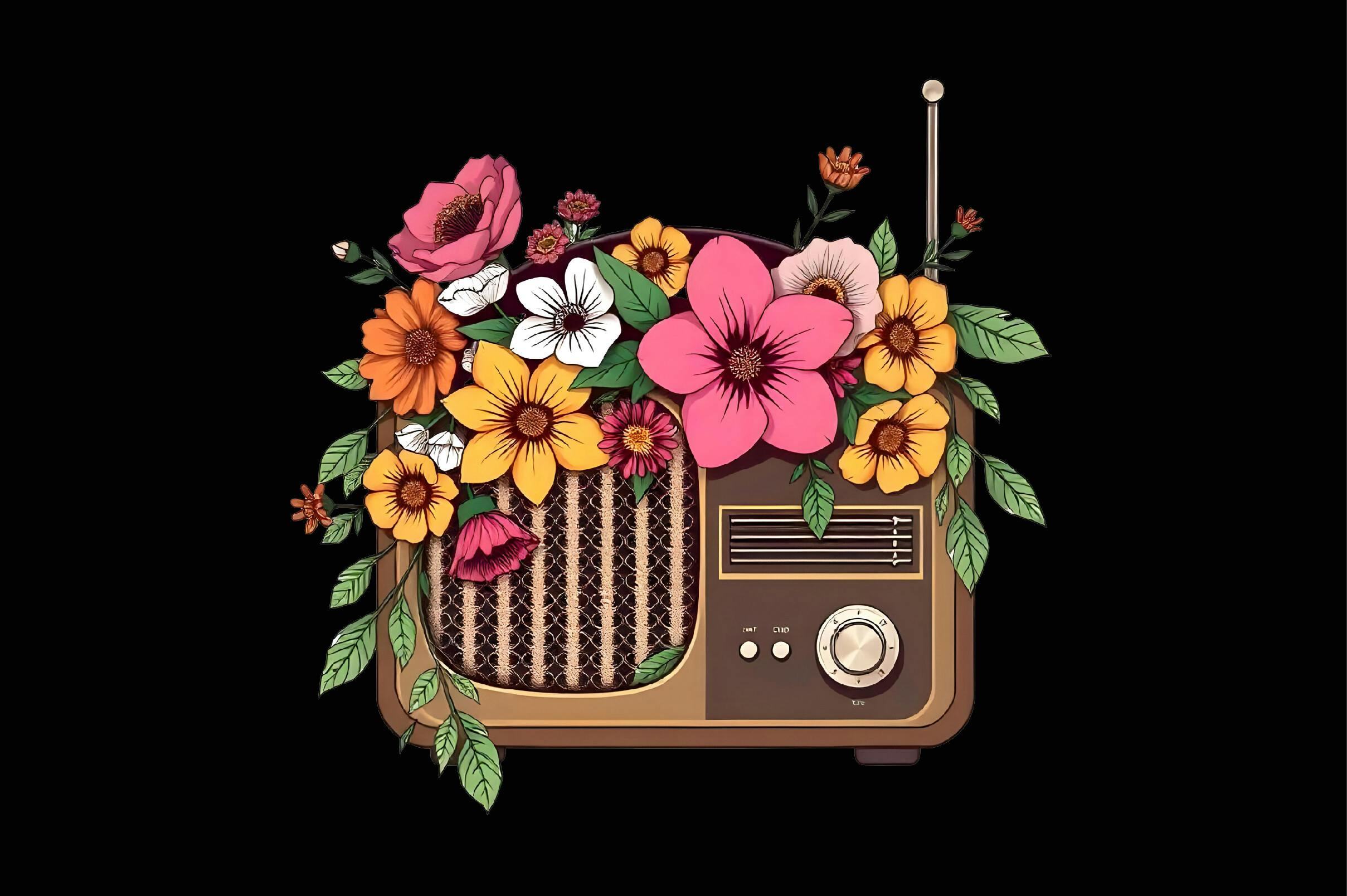 Floral Radio PNG Sublimation T-shirt Design