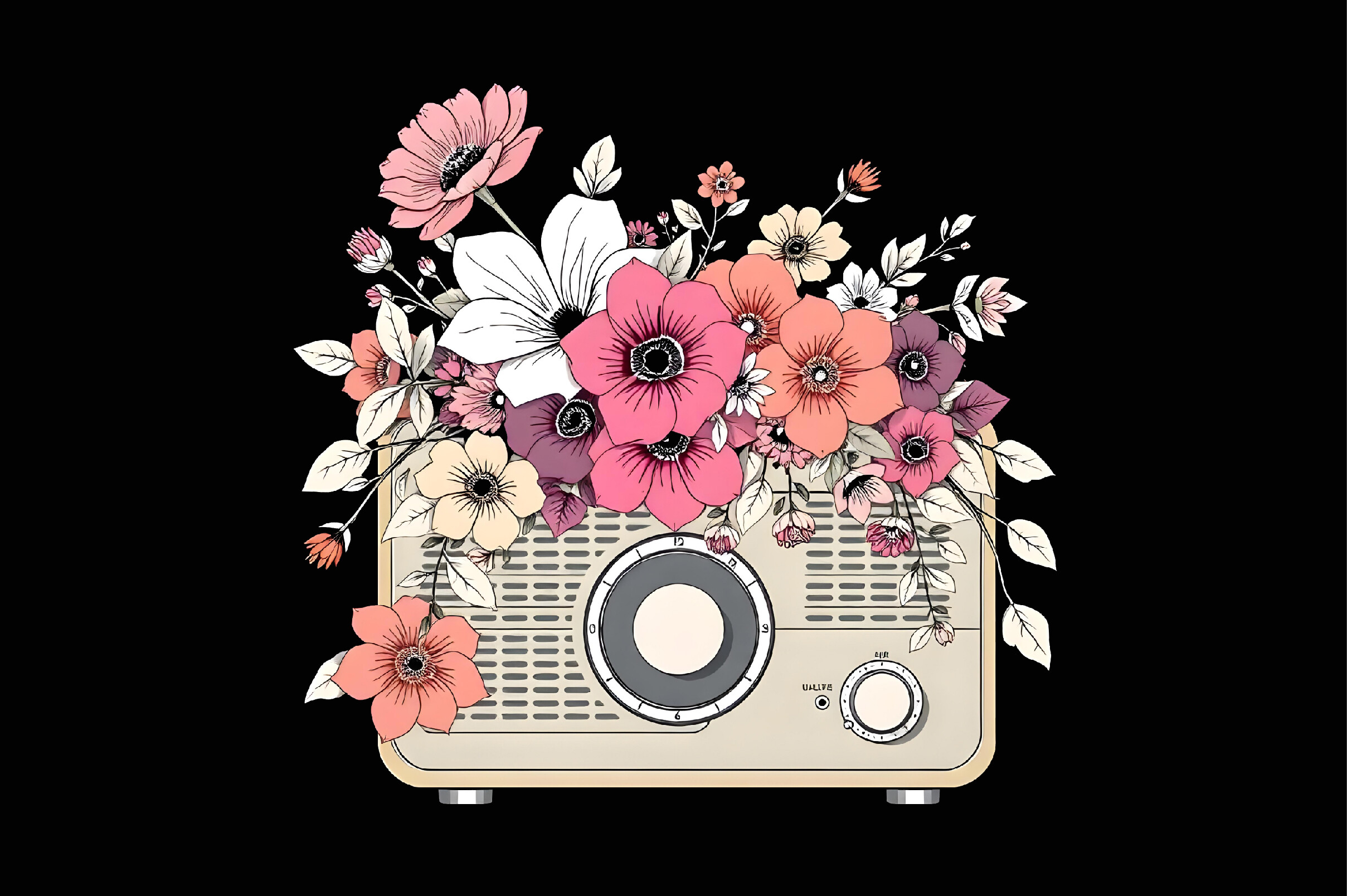 Floral Radio PNG Sublimation T-Shirt Designs for Creativity