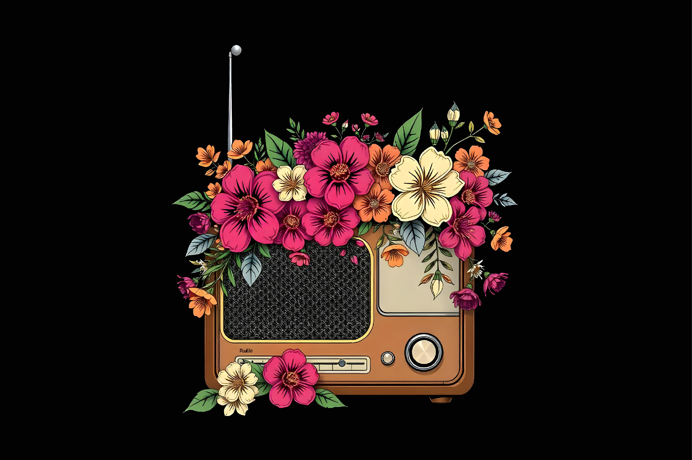 Floral Radio PNG T-Shirt Designs to Boost Your Creativity