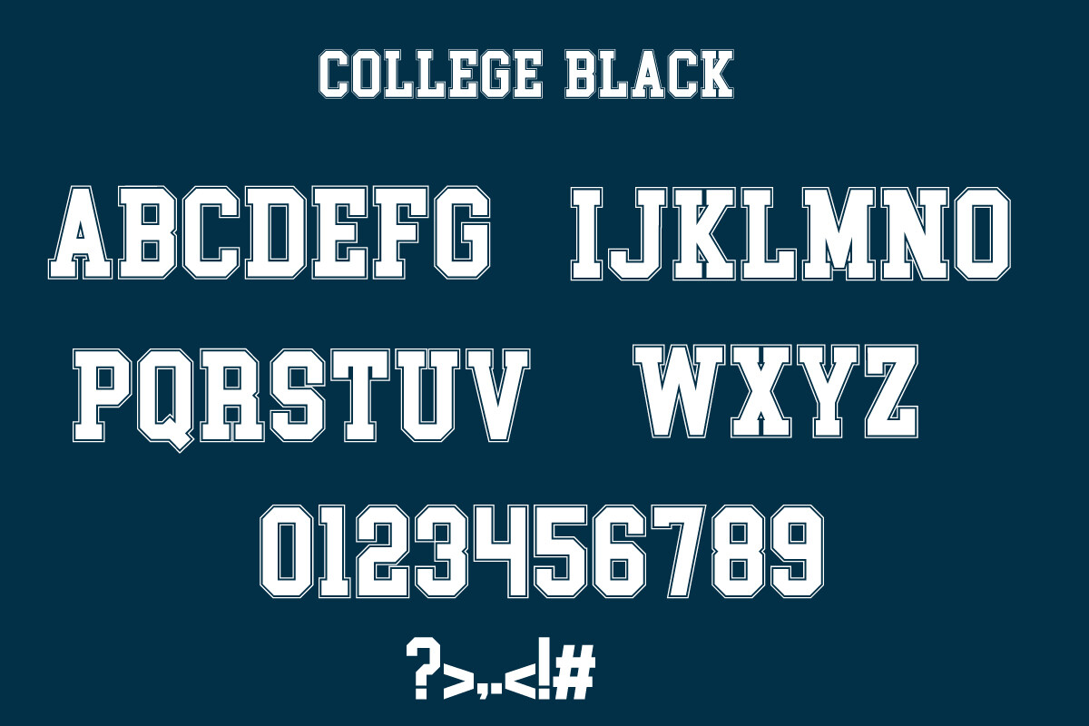 College Black Font Example 5