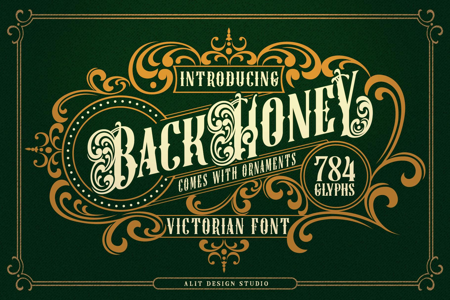 Back Honey Victorian Font Sample